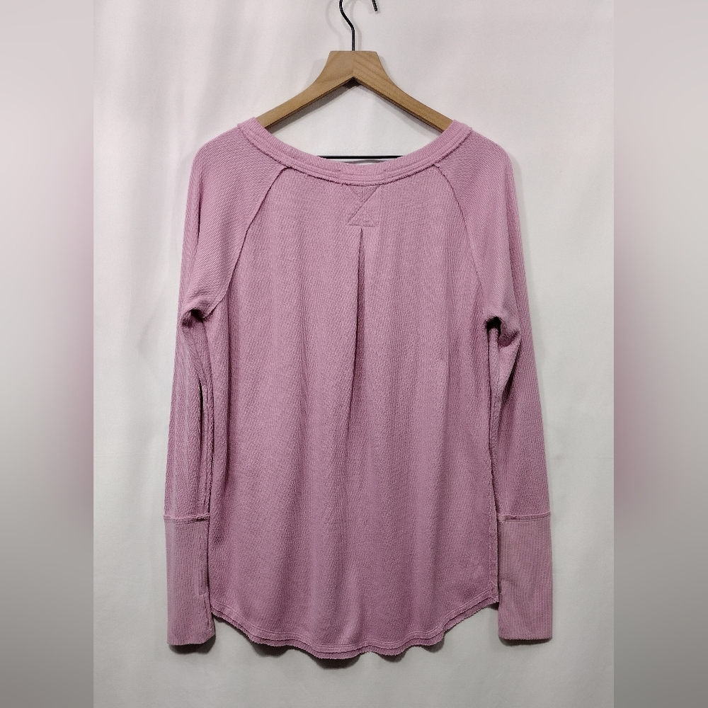 Free People Snowy Thermal Long Sleeve Knit Top Women's M Pink Boho Retro Y2K 90s - Picture 8 of 11